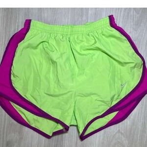 Nike Dri-Fit Running Shorts Womens Size S Neon Green Pink Athletic
